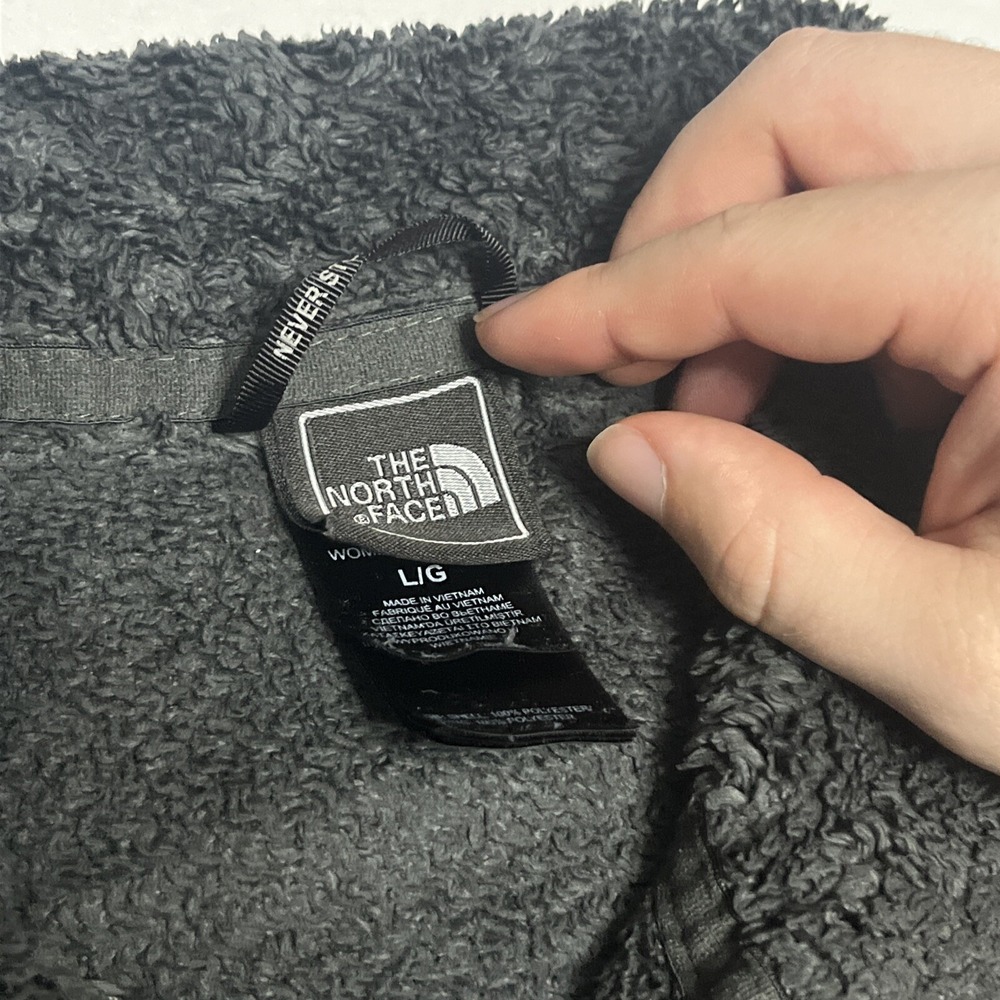 The North Face Jacket Women Large Full Zip Fuzzy Sherpa Long Sleeve Gray Hike - Picture 5 of 9